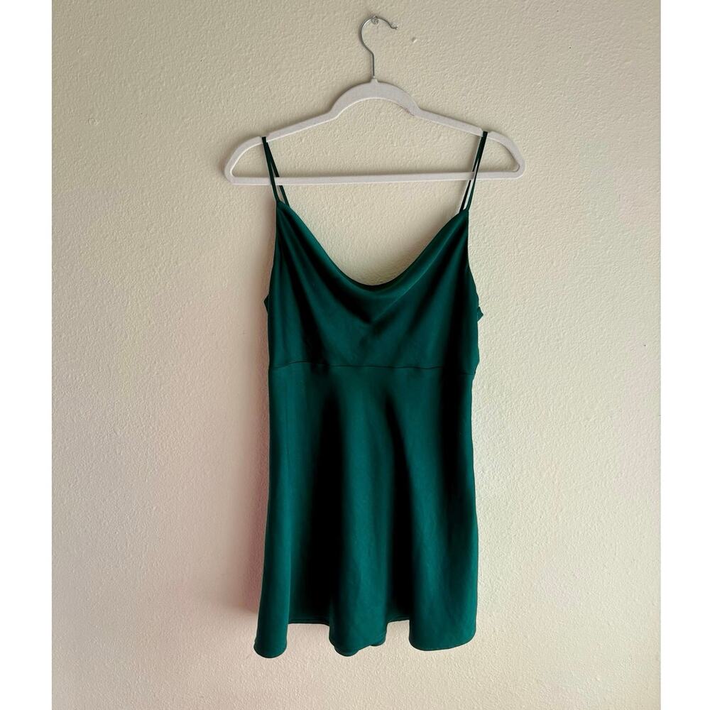 Dotti Green Satin Mini Dress Cowl Neck Party going out festival emerald glam